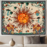 Burning Sun Tapestry Colorful Mushroom Tapestry Hippie Tapestry